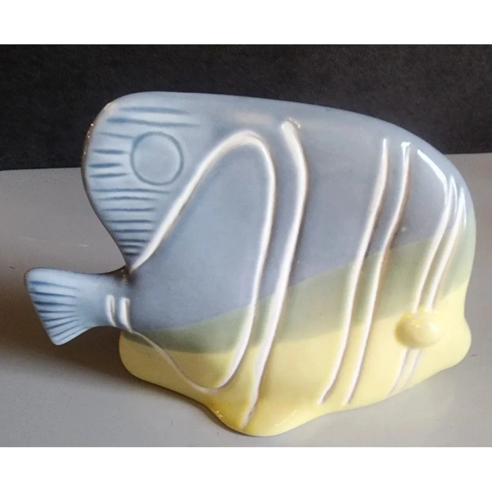 Vintage Ceramic Angel Fish Figurine Sculpture Beach House Nautical Decor